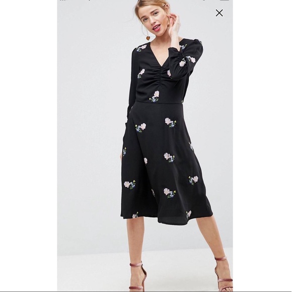 asos embroidered midi dress